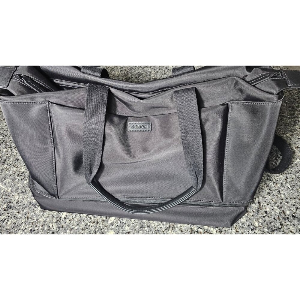 Tucson Black Structured Tote with Front Pockets